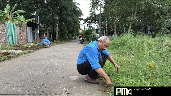 Thuận Hưng ra quân làm cỏ, trồng hoa, dọn dẹp vệ sinh môi trường tuyến đường kiểu mẫu