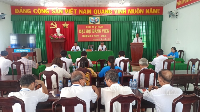 Chi bộ ấp Mỹ Thuận thị trấn Huỳnh Hữu Nghĩa tổ chức thành công Đại hội Đảng viên nhiệm kỳ 2022-2025